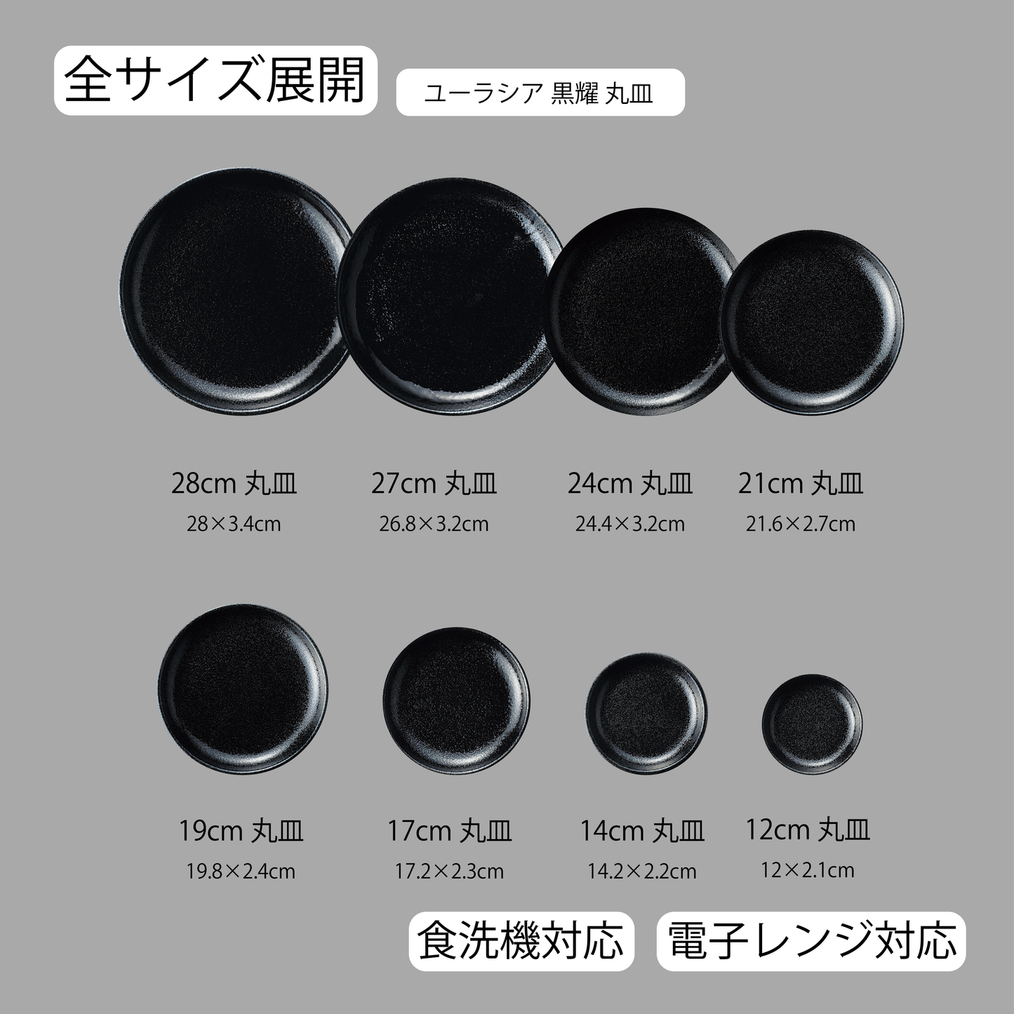 ユーラシア 丸皿 黒耀