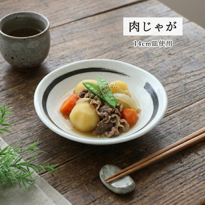 鳴門 深皿 粉引 黒刷毛目