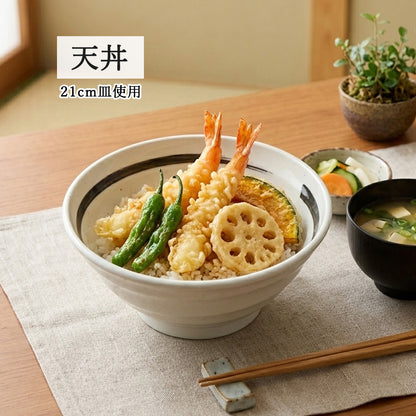 鳴門 丼 粉引 黒刷毛目