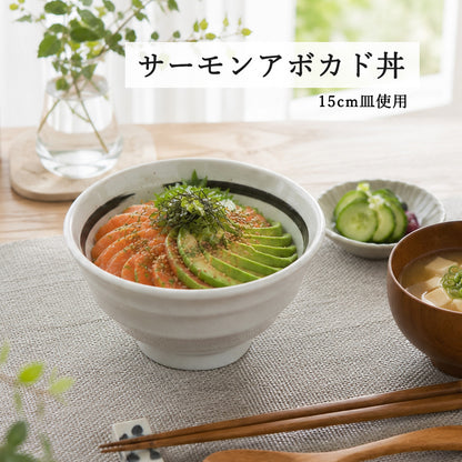 鳴門 深丼 粉引 黒刷毛目