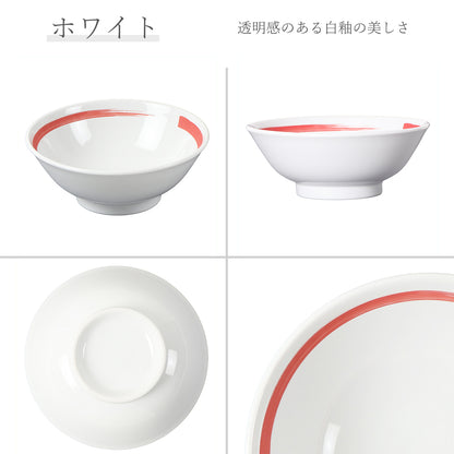 朱雀 刷毛目ライン 反高台丼 ホワイト