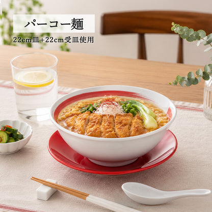 朱雀 刷毛目ライン 反高台丼 ホワイト