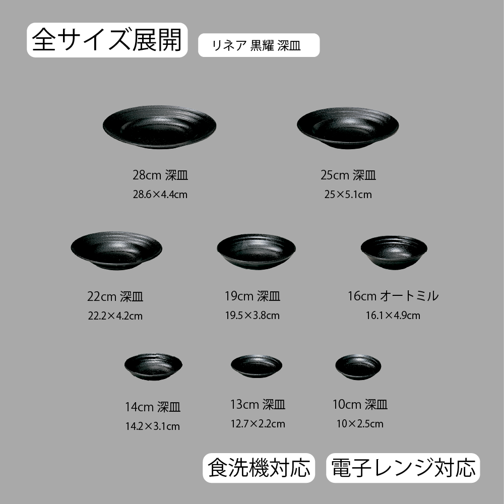 リネア 深皿 黒耀