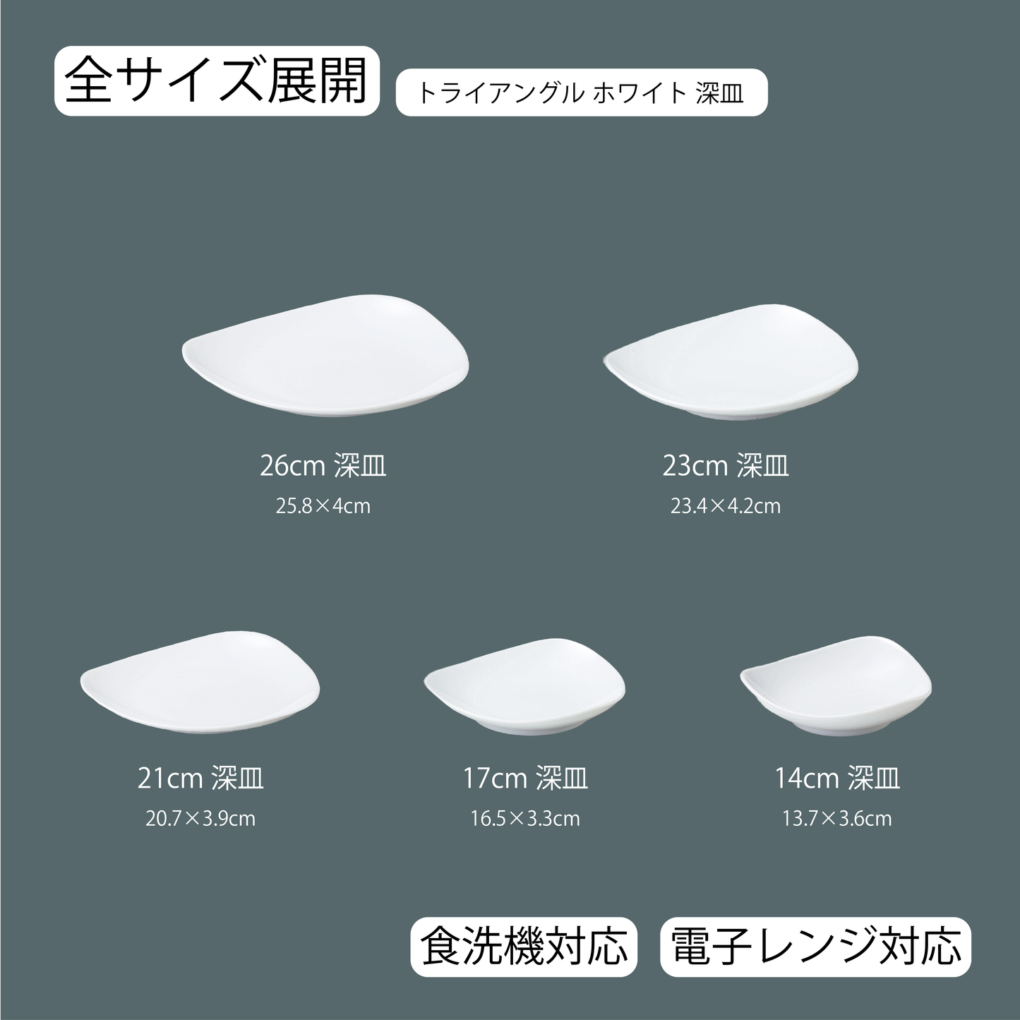 トライアングル 深皿 ホワイト