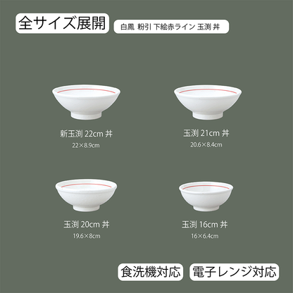 白鳳 下絵赤ライン 玉渕丼 粉引